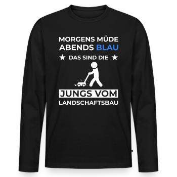 Gartenbau Landschaftsbau Landschaftsgärtner Beruf - Männer Premium Bio Langarmshirt - Schwarz - Vorne - Nico (187cm)