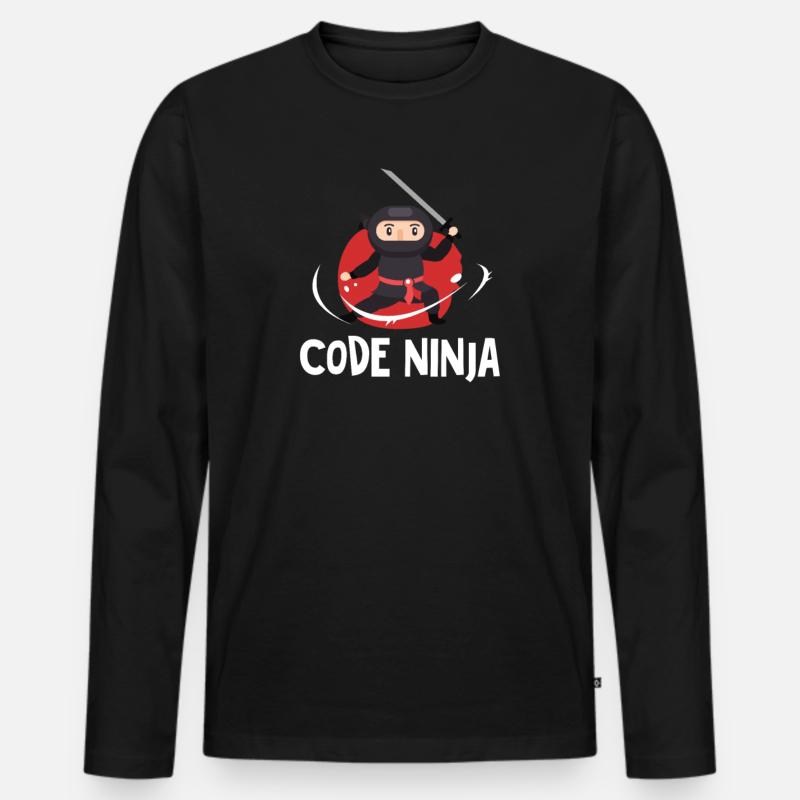 Programmation code ninja - T-shirt manches longues Premium bio Homme - noir