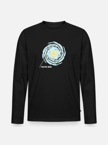 Du bist Hier in der Galaxie - Männer Premium Bio Langarmshirt - Schwarz