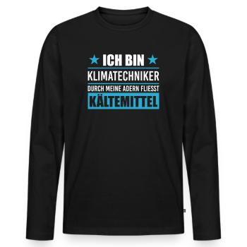Klimatechniker Kältetechniker Kältetechnik - Männer Premium Bio Langarmshirt - Schwarz - Vorne - Nico (187cm)