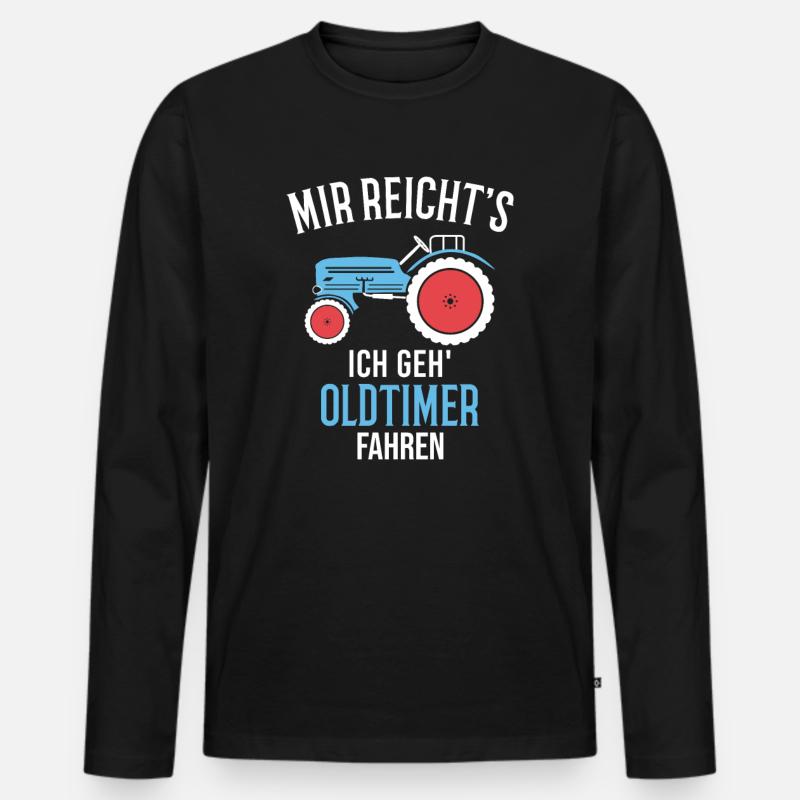 Trecker Oldtimer Landwirt Geschenkidee - Männer Premium Bio Langarmshirt - Schwarz