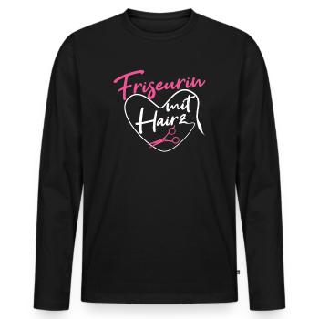 Friseurin Frisörin mit Hairz Geschenk - Männer Premium Bio Langarmshirt - Schwarz - Vorne - Nico (187cm)
