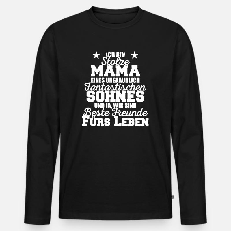 Mama Freundschaft Sohn Geschenk - Männer Premium Bio Langarmshirt - Schwarz