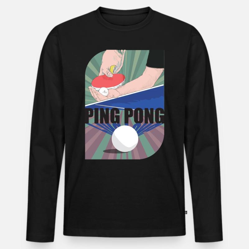 Ping Pong - Männer Premium Bio Langarmshirt - Schwarz