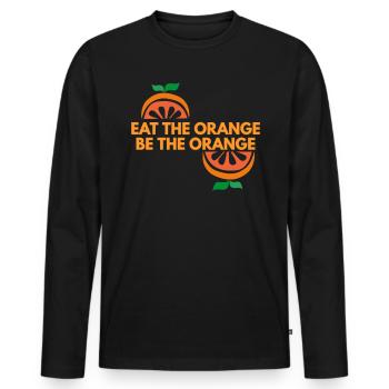 eat the orange be the orange - Men's Premium Organic Long Sleeve Shirt - black - Front - Nico (187cm)