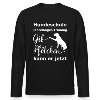 Gib Pfötchen kann er jetzt | Hundeschule lustig - Männer Premium Bio Langarmshirt - Schwarz - Vorne - Nico (187cm)