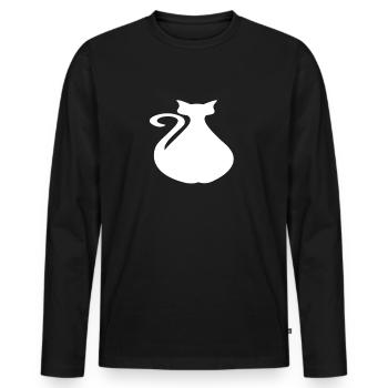 fat cat - Men's Premium Organic Long Sleeve Shirt - black - Front - Nico (187cm)