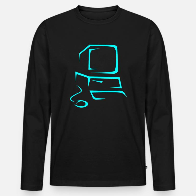Computer - Männer Premium Bio Langarmshirt - Schwarz