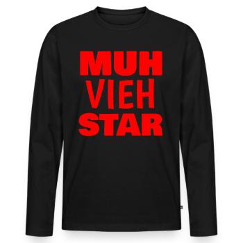 Muh Vieh Star - Männer Premium Bio Langarmshirt - Schwarz - Vorne - Nico (187cm)