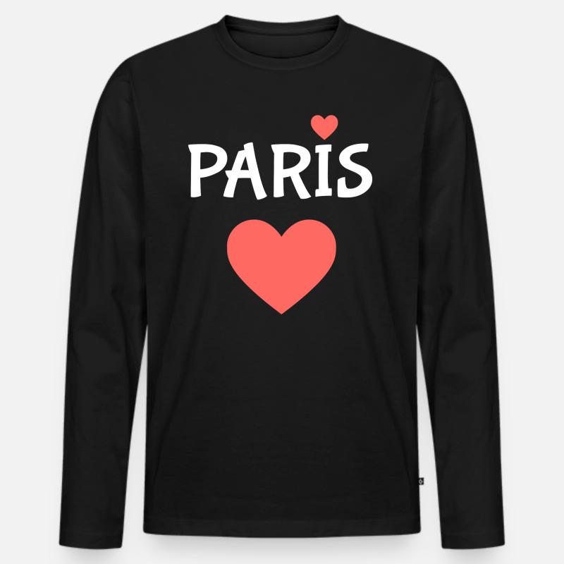 Paris - Männer Premium Bio Langarmshirt - Schwarz