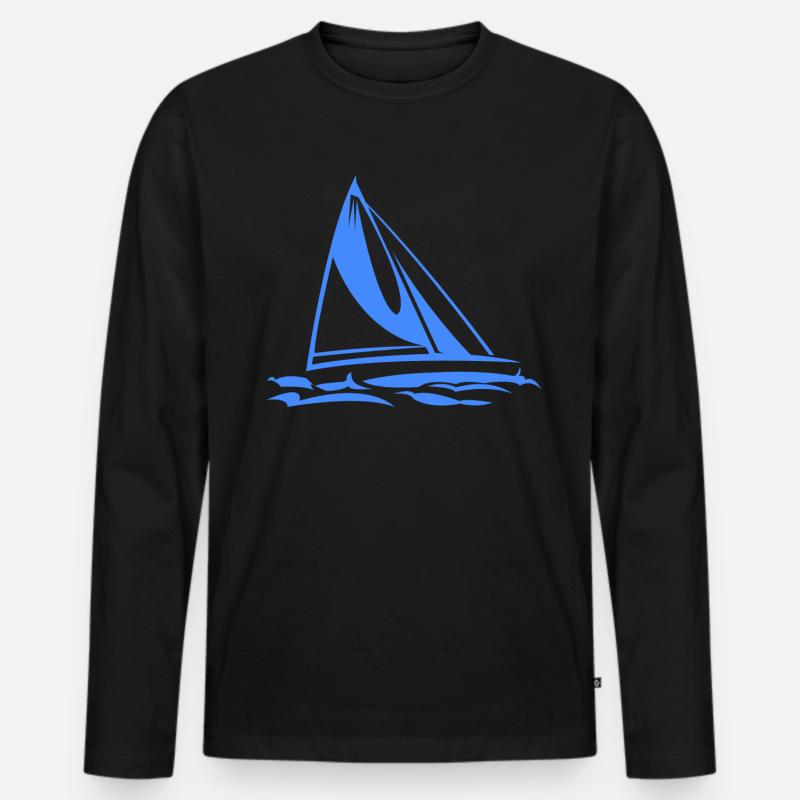 Segelboot - Männer Premium Bio Langarmshirt - Schwarz