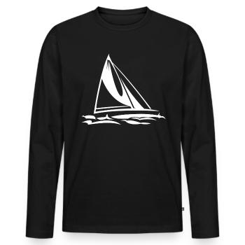 sailboat - Men's Premium Organic Long Sleeve Shirt - black - Front - Nico (187cm)