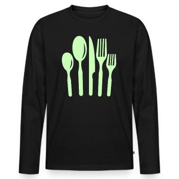 cuisine Couverts - T-shirt manches longues Premium bio Homme - noir - Devant - Nico (187cm)
