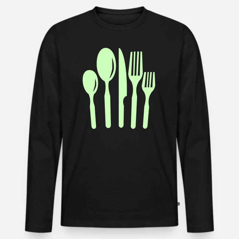 Küchenbesteck - Männer Premium Bio Langarmshirt - Schwarz