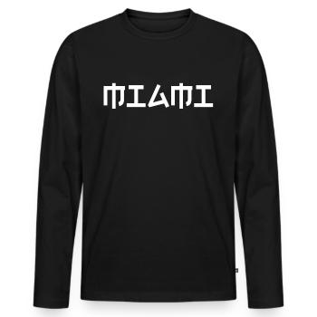 Miami - Men's Premium Organic Long Sleeve Shirt - black - Front - Nico (187cm)