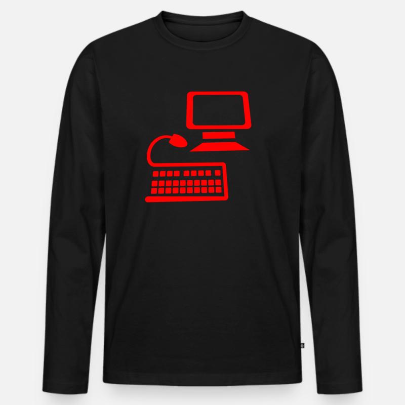 Computer Büroleben - Männer Premium Bio Langarmshirt - Schwarz