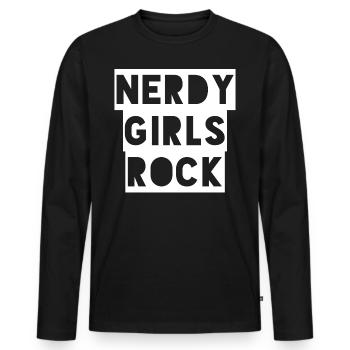Nerdy Girls Rock - T-shirt manches longues Premium bio Homme - noir - Devant - Nico (187cm)