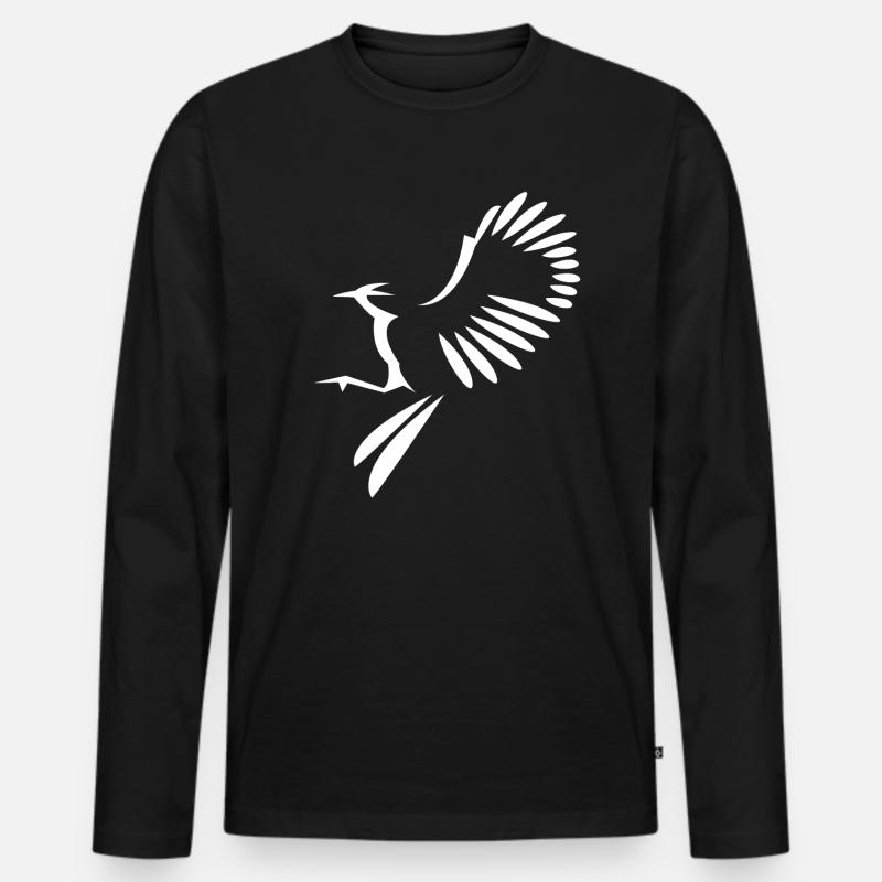 Vogel Abbildung - Männer Premium Bio Langarmshirt - Schwarz