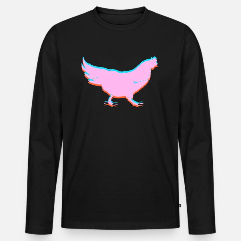 Huhn Hühnchen 3D Effekt - Männer Premium Bio Langarmshirt - Schwarz