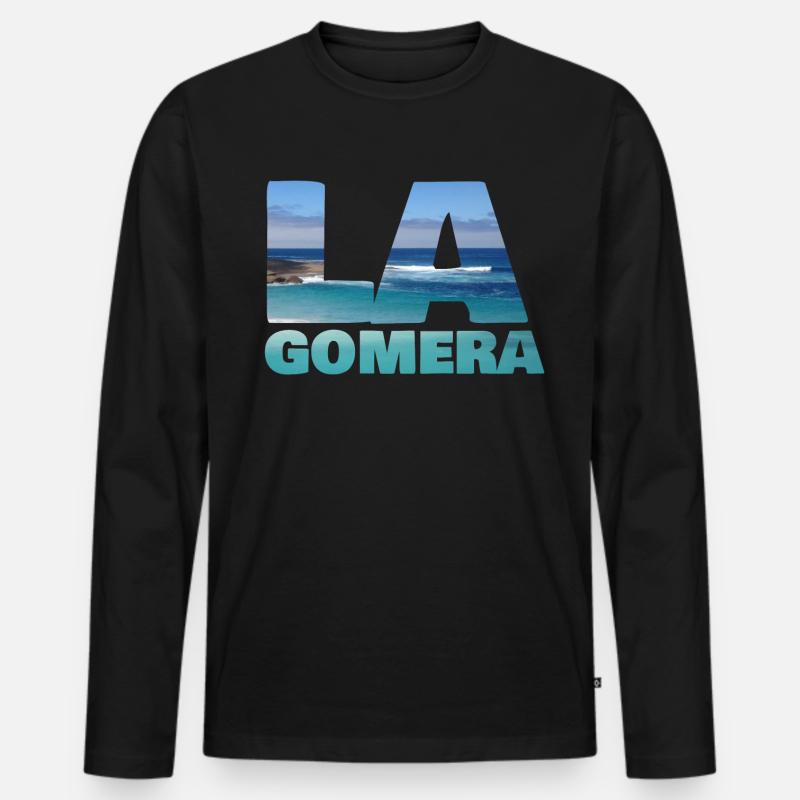 La Gomera - Männer Premium Bio Langarmshirt - Schwarz