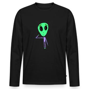 Extraterrestre avec biceps - T-shirt manches longues Premium bio Homme - noir - Devant - Nico (187cm)
