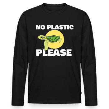 Pas de plastique s'il vous plaît - T-shirt manches longues Premium bio Homme - noir - Devant - Nico (187cm)