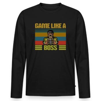 Game like a Boss retro vintage gaming design hobby - Men's Premium Organic Long Sleeve Shirt - black - Front - Nico (187cm)