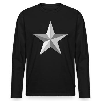Silver star - Men's Premium Organic Long Sleeve Shirt - black - Front - Nico (187cm)