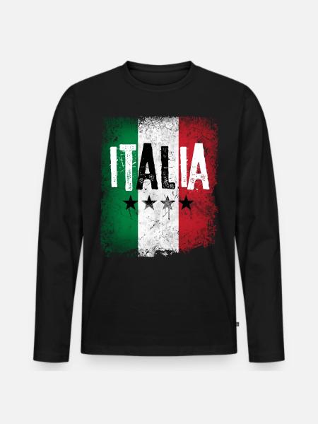 Italien Italia Fahne Flagge Retro Italy - T-shirt manches longues Premium bio Homme - noir