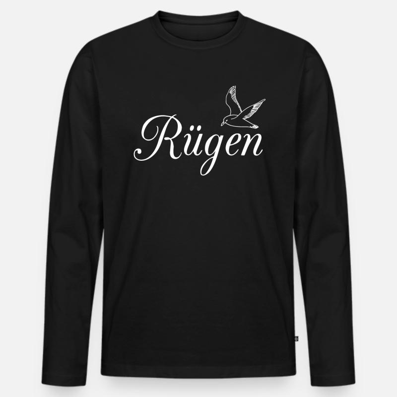 Rügen Möwe - Männer Premium Bio Langarmshirt - Schwarz