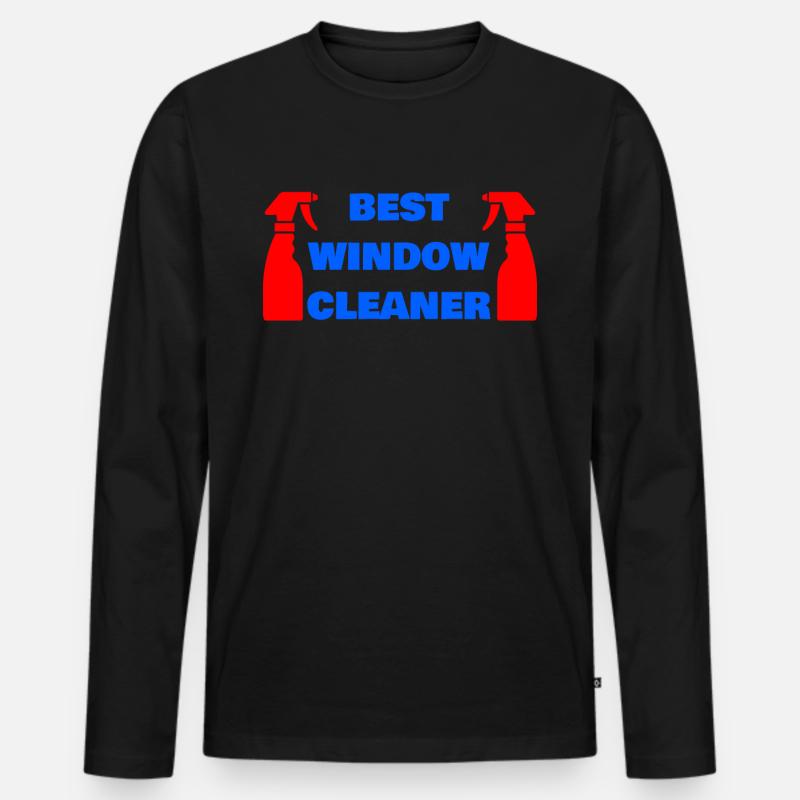 BEST WINDOW CLEANER - Men's Premium Organic Long Sleeve Shirt - black
