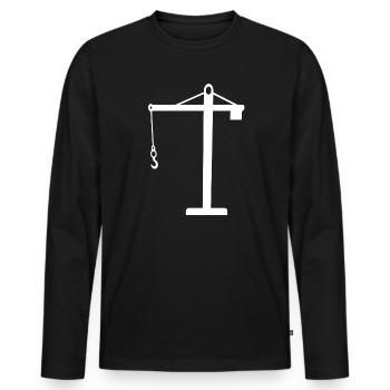 crane - Men's Premium Organic Long Sleeve Shirt - black - Front - Nico (187cm)
