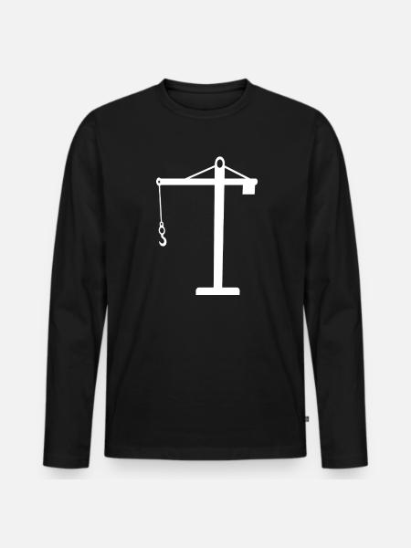 Kran - Männer Premium Bio Langarmshirt - Schwarz