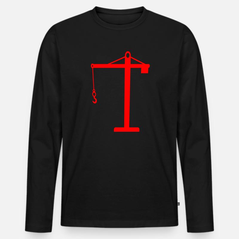 Kran - Männer Premium Bio Langarmshirt - Schwarz