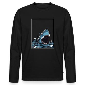Weißer Hai Fisch See Ocean Fluss Fischer Hobby - Männer Premium Bio Langarmshirt - Schwarz - Vorne - Nico (187cm)