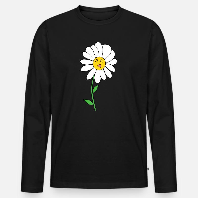 Gänseblümchen - Männer Premium Bio Langarmshirt - Schwarz