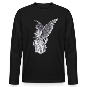 Ange mystique autel ciel ailes style - T-shirt manches longues Premium bio Homme - noir - Devant - Nico (187cm)