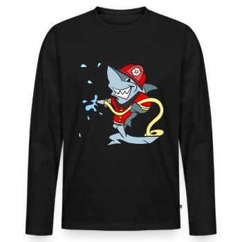 Fire brigade Hai in action against the fire - Men's Premium Organic Long Sleeve Shirt - black - Front - Nico (187cm)
