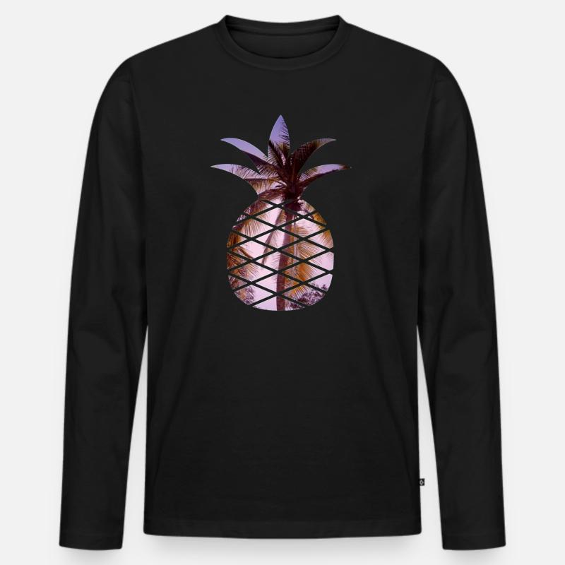 Ananas Palmen Freizeit Sommer - Männer Premium Bio Langarmshirt - Schwarz