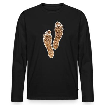 SAND STRAND FÜßE BARFUSS - Männer Premium Bio Langarmshirt - Schwarz - Vorne - Nico (187cm)