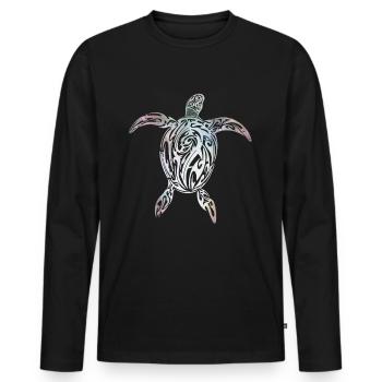 Maori tribal turtle - Men's Premium Organic Long Sleeve Shirt - black - Front - Nico (187cm)