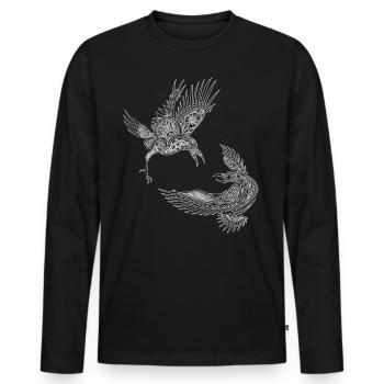 Hugin Odin Thor Viking Corbeau Maori Tribal Symbole - T-shirt manches longues Premium bio Homme - noir - Devant - Nico (187cm)