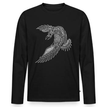 Celtic Raven Symbol Viking Minimal Tribal - Men's Premium Organic Long Sleeve Shirt - black - Front - Nico (187cm)