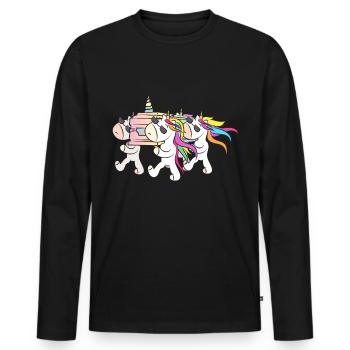 Halloween unicorns with coffin do a show - Men's Premium Organic Long Sleeve Shirt - black - Front - Nico (187cm)