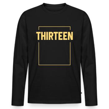 Treize Turning 13 - Cadeau d'anniversaire - T-shirt manches longues Premium bio Homme - noir - Devant - Nico (187cm)