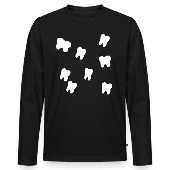 les dents - T-shirt manches longues Premium bio Homme - noir - Devant - Nico (187cm)
