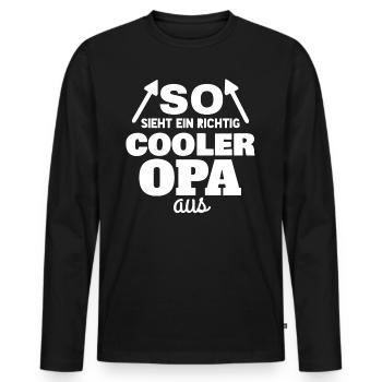 SO SIEHT EIN RICHTIG COOLER OPA AUS - Männer Premium Bio Langarmshirt - Schwarz - Vorne - Nico (187cm)