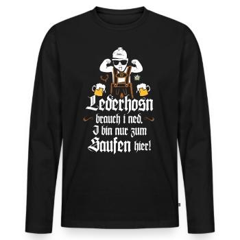 Trachten Shirt Bier Saufen Party Feier - Männer Premium Bio Langarmshirt - Schwarz - Vorne - Nico (187cm)