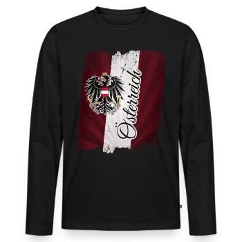 Österreich Fahne Flagge Adler Wappen - Männer Premium Bio Langarmshirt - Schwarz - Vorne - Nico (187cm)