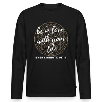 BE IN LOVE with your LIFE - ENERGY Motivation - Men's Premium Organic Long Sleeve Shirt - black - Front - Nico (187cm)
